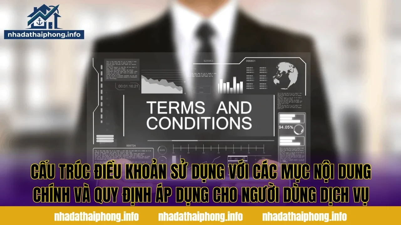 Cấu trúc điều khoản sử dụng với các mục nội dung chính và quy định áp dụng cho người dùng dịch vụ